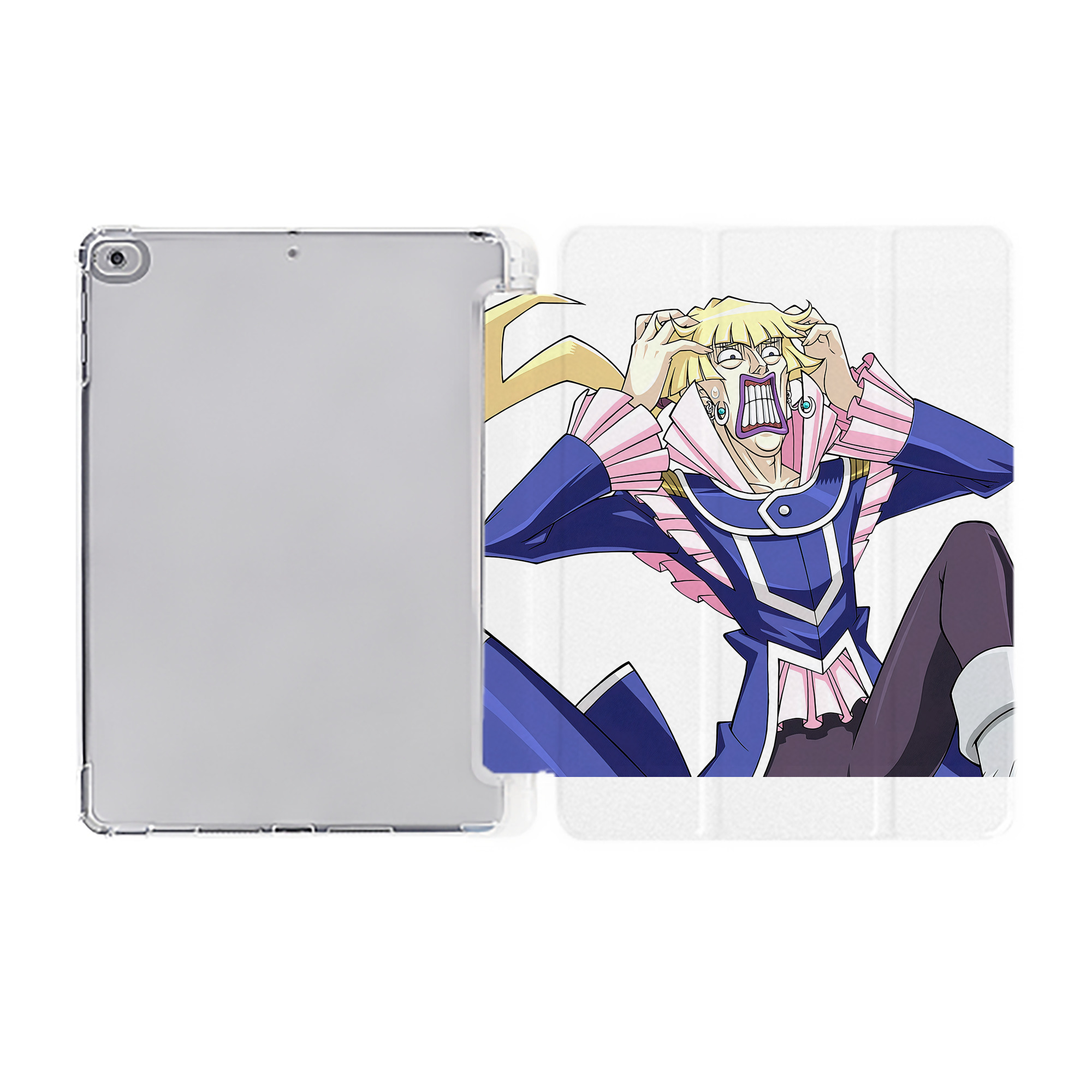 （画像用） 遊☆戯☆王 Yu-Gi-Oh! IPad ケース ペン収納付き 三つ折りスタンド PUレザー×シリコン 対応機種9.5/10.5/10.9インチ